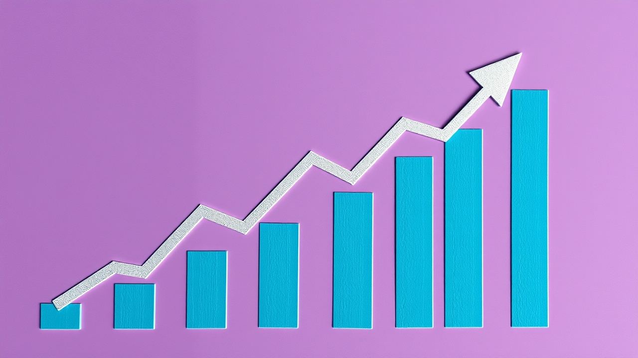 A graph with an upward trend to symbolize growth in the stock market.