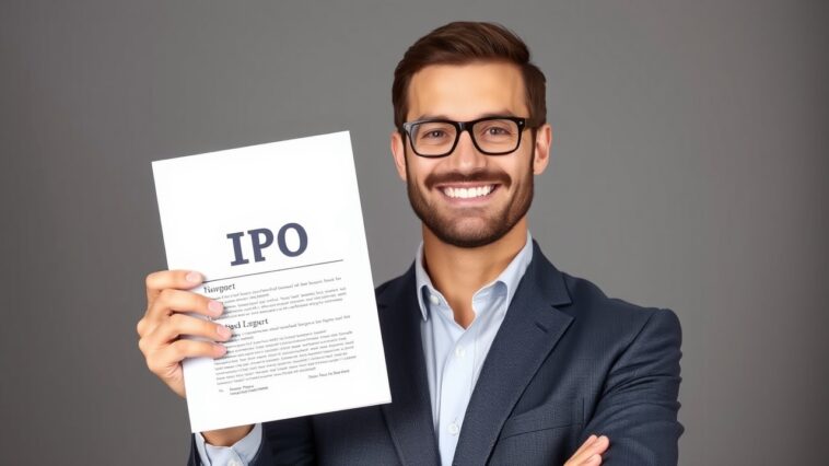 A businessman is holding a document labeled