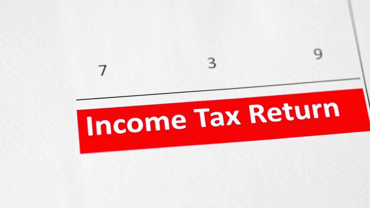 A calendar page shows the date for income tax return filing highlighted in red.