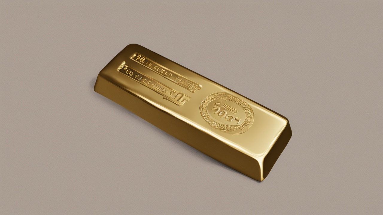 A close-up of a gold bar with a price tag attached.